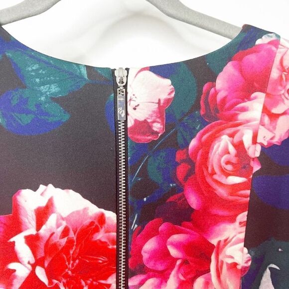 Eliza J Womens Multicolor Floral Short Sleeve V Neck Sheath Dress Size 8 - Picture 4 of 8